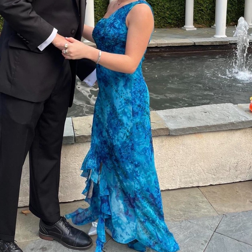 Vintage Blue One Shoulder Dress